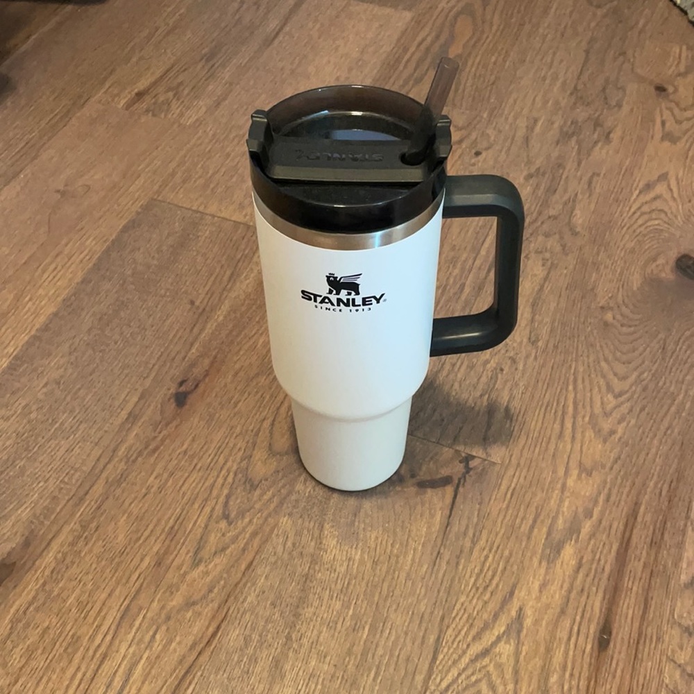 Stanley White and Black Travel Mug with Handle